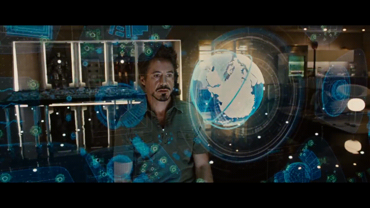 Iron Man holographic data manipulation